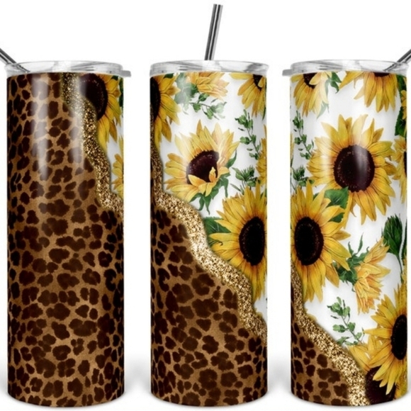 Sunflower and Leopard Print 30 ounce Insulated Tumbler - Picture 9 of 9